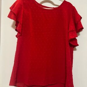 Elegant Red Ruffle Sleeve Top